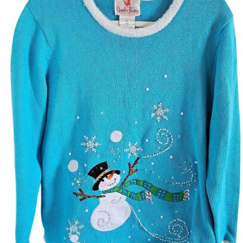 NWT Quacker Factory Fiber Optic Snowman Sweater- Women’s size Large